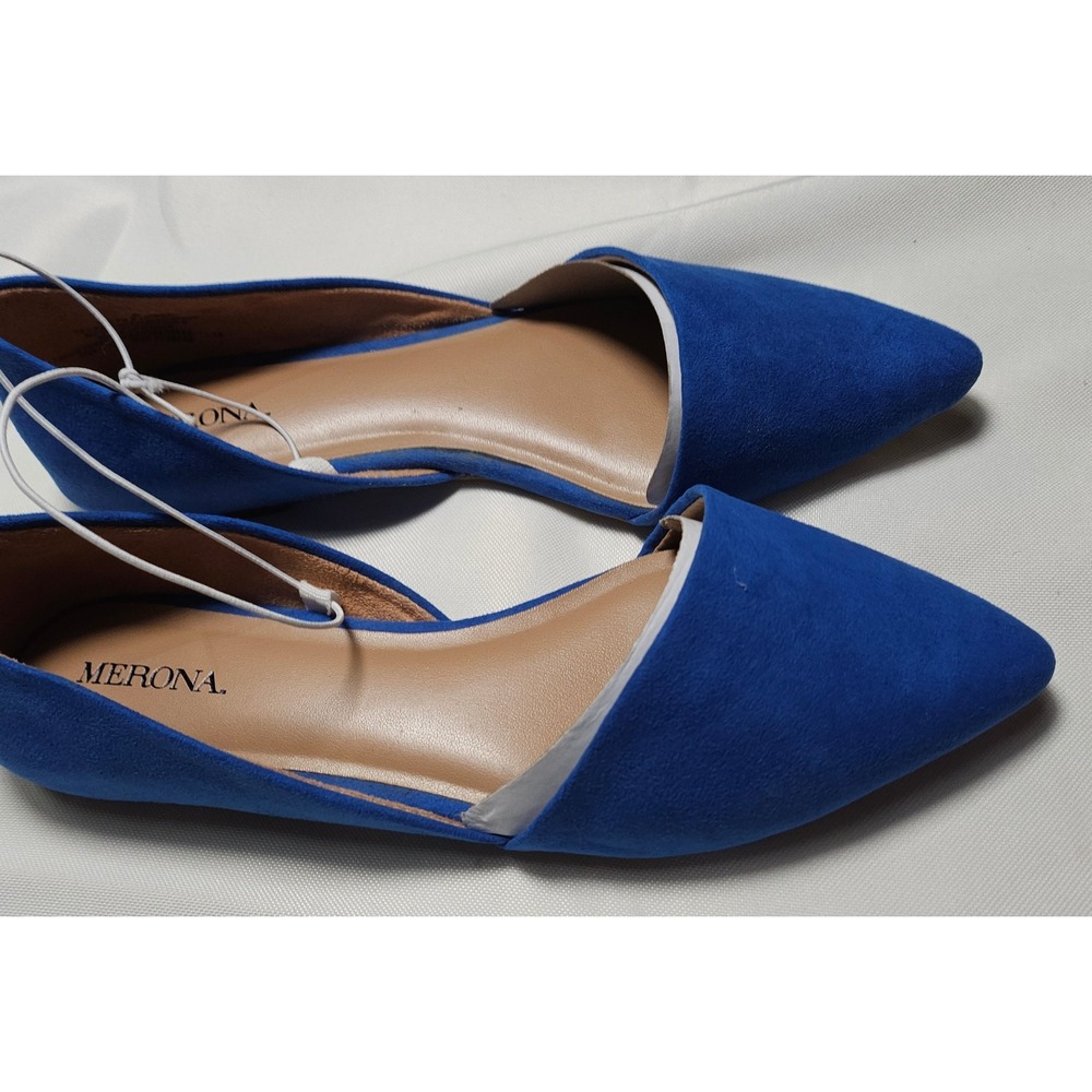 Merona Blue Poppy D Orsay Pointed Toe Flats Shoes Women's Size 6 - Picture 4 of 11